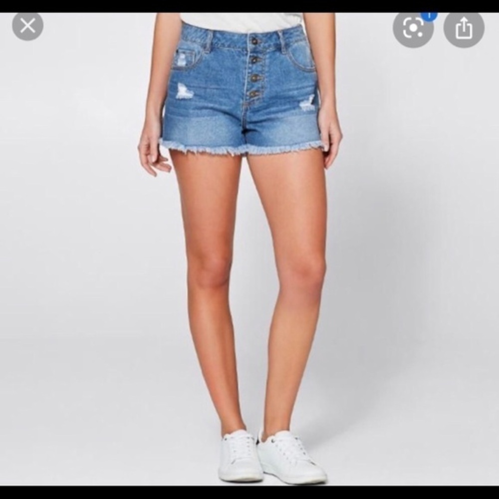 Mossimo HighRise Frayed Button Up Denim Shorts​​​​​​​​​
